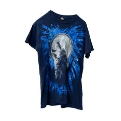 GILDAN 半袖 プリントTシャツ S ブラック ブルー ギルダン ビッグプリント オオカミ アニマルTシャツ 古着卸 アメリカ仕入 a706-5546