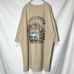 両面プリント ロゴ 馬 自動車 サボテン ハート　オーバーサイズ　半袖Tシャツ　ベージュ　XLsize相当　US古着