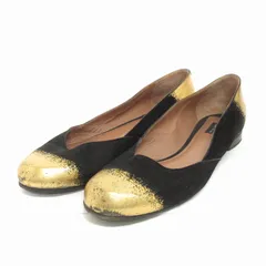 マークジェイコブス MARC JACOBS パンプス フラットシューズ スエード メタリック 黒 ブラック ゴールドカラー 38.5 25㎝位 ■GY14のサムネイル