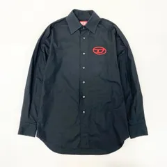 61h24 《美品》 DIESEL ディーゼル オーバルＤ 長袖シャツ ブラウス トップス S-DOU-PLAIN サイズ40 ブラック コットン レディース