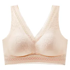 シームレスブラ ノンワイヤー ナイトブラ 花柄 楽ちん 快適 美胸 盛れる 幅広ショルダー 下厚パッド シンプル 大人かわいい 大きいサイズ 黒 白 赤 as-021