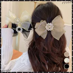 ビッグリボン ヘアクリップ レディースリボンクリップ 光沢感 韓国風 リボンバレッタ ヘアアクセサリー 髪飾り 蝶々結び 大人可愛いまとめ髪 キラキラ 女子会小物結婚式パーティ ビジュー髪留め流行 ヘアアレンジグッズ