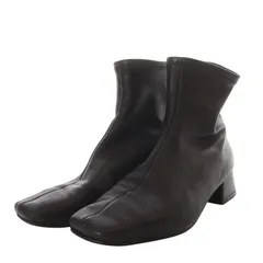 ルタロングリーズ Le Talon GRISE 3.5cmレザースクエアストレッチショートブーツ ローヒール M ブラック /YO18 ■SH