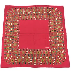 CHANEL シャネル スカーフ  チェーン柄/ストーン ヴィンテージ品  シルク100％ レッド レディース / 241014004805