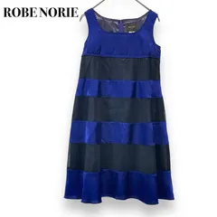 【古着】　ROBE NOIRE　ワンピース　ドレス　サイズ38　2トーン バイカラー 黒 紺 ブラック ネイビー　ボーダー風　日本製　キャリアン