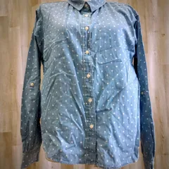 UNIQLO ユニクロ ドット柄シャツ M スカイブルー 綿１００％
