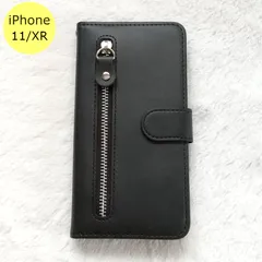 iPhoneケース ジッパー付き手帳型 T4 iPhone 11 XR ブラック 黒 スマホ アイフォン ケース