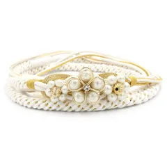 帯締め 飾り紐 振袖用 長尺 Ｌサイズ 正絹 成人式 白 金 パール ビーズ 丸組紐 日本製 フォーマル セミフォーマル 礼装 結婚式 No.10-6825