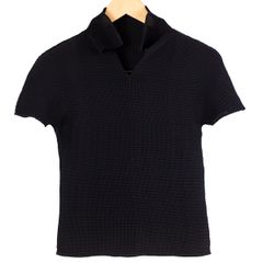 【me ISSEY MIYAKE】ミー イッセイミヤケ 半袖 カットソー MI81FK215 プリーツ ブラック 黒 レディース フリーサイズ 【中古品】 USED-B 【9356】