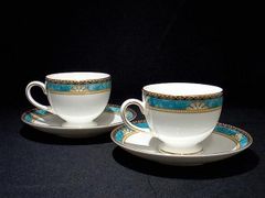 九谷焼 青粒 金彩 カップ＆ソーサー 6客 《未使用品》 珈琲揃 