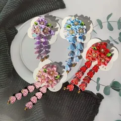 【春の新作】選べる4色！和風つまみ細工髪飾り｜手作り 花＆垂れ飾り付き ヘアアクセサリー 成人式・卒業式・お花見にも　つまみ細工 　髪飾り 　和風小物