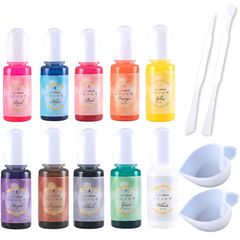 【数量限定】レジン液用 セット カラー 10色 着色剤 スティック レジン ＆ レジンの雫 ハートパレット