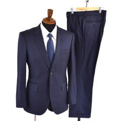 5TD059】ポールスミス Paul Smith LONDON 伊製ロロピアーナ生地 2つボタン シングル スーツ A5 / M 濃紺 ストライプ PL-ST-32048【中古】【メンズビジネス】202504