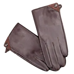 【新品】 [BLACK MOTEL] メンズ 革手袋 レザー グローブ 裏起毛 本革 羊革 スマホ 防寒 紳士 (ブラウン, L) 1