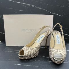 マロノブラニク】スリングバック レオパード柄 ハラコパンプス