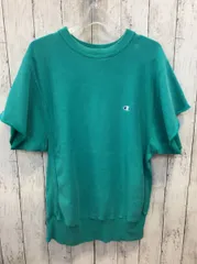 Champion REVERSE WEAVE チャンピオン リバースウェーブ グリーン 袖カットオフ 90s ロゴ 刺繍 タグ記名 スウェット L