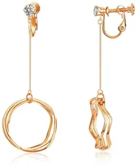 CHLOEOS イヤリング レディース 5Aジルコニア ロングイヤリング 三つの円 揺れる k18金( ピンクゴールド)