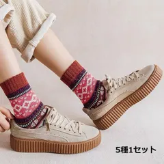 【北欧風デザインが可愛い】靴下 レディース 暖かい 5足セット おしゃれ かわいい あったかソックス 冬 防寒 冷え対策 _a