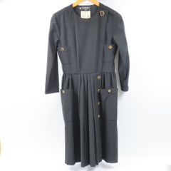 100183 CHANEL シャネル ロングワンピース 服 ココマーク 36 長袖 ウール100％ ワンピース