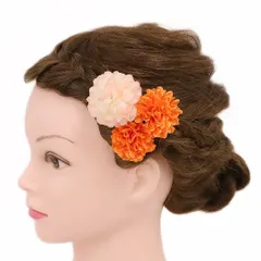 髪飾り 成人式 振袖 前撮り 袴 花 浴衣 夏祭り 花火大会 豪華3点セット 白 オレンジ 小さい おしゃれ かわいい 小さい かんざ No.9-4505