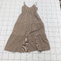 ◇ ⊇ マジェスティックレゴン 千鳥柄 ノースリーブ ロング ティアードキャミワンピース サイズS ブラウン系 レディース E  【1508200032825】