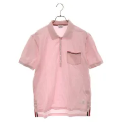 THOM BROWNE (トムブラウン) 胸ポケット トリコロール 半袖ポロシャツ ピンク MJP022A-01455680のサムネイル