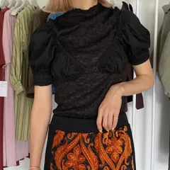 AMERI アメリ MINI BUSTIER LAYERED TOP ミニビスチェ レイヤードトップス ビスチェ セット セットアップ レイヤード トップス レース  ブラック 黒 レディース 北千住マルイゴーゴー古着店 7 有42