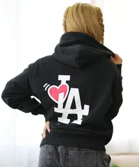 【ムラスポ公式】新品 NEW ERA ニューエラ パーカー プルオーバー レディース MLB ロサンゼルス・ドジャース ハートロゴ バックプリント 裏毛 14450335 ムラサキスポーツ限定