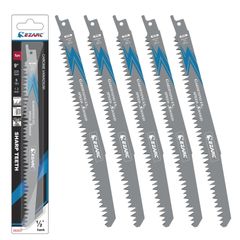 【新品未開封】 EZARC レシプロソー替え刃 枝切り用 225mm 5山 電気のこぎり替え刃 木工用 セーバーソーブレードセット 生木 庭園剪定 木材切断 樹木剪定 プラスチックパイプ切断 5本組
