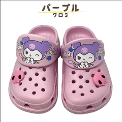サンリオキッズ  クロミ EVAサンダル（18cm）パープル ジビッツパーツ付 sanrio SANRIO kuromi　サンリオ クロミ サンダル 18cm ラベンダー 紫 キッズシューズ