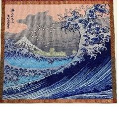 ジャガード織マット　No.23　日本の原景　富嶽百景　海上の不二　３０ｃｍ×２７ｃｍ
