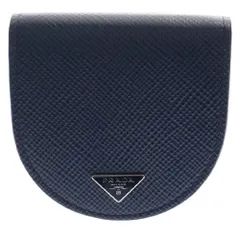 未使用品級✨PRADA 小銭入れ ネイビー サフィアーノレザー 半円型 馬蹄型 PRADA (プラダ) コインケース ネイビー レザー サフィアーノ