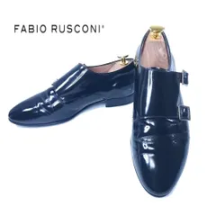 hws01359 ファビオルスコーニ FABIO RUSCONI ダブルモンク エナメル EU36 ブラック イタリア製