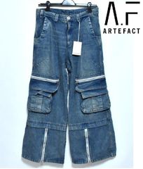 新品 A.F ARTEFACT CARGO ZIP BAGGY PANTS 3 ag-10024-1 ブルー アーティファクトのサムネイル