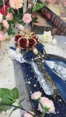 新品未使用 オリジナルデザイン ロリータ風 ヘアアクセサリー 王冠付きヘッドドレス 豪華花嫁風 カチューシャ 蝶結び付き 多色選択可能 イベント&撮影向け