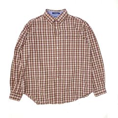 90s メンズXL トミーヒルフィガー ボタンダウン 長袖シャツ 【b0020】