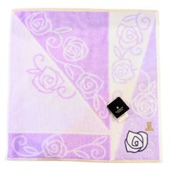 ランバン タオルハンカチ レディース バラ柄 パープル 28×28cm 婦人 おしゃれ プレゼント好適品 母の日