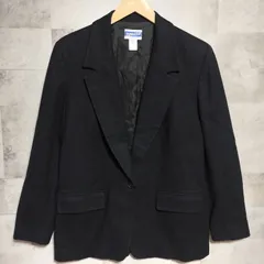 【USA製】PENDLETON　ウール テーラードジャケット　サイズ10 L相当　ブラック 黒　WOOL MARK　1ボタン