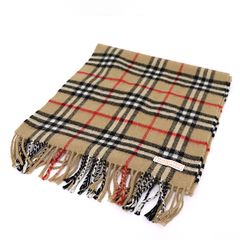 バーバリー Burberry チェック マフラー カシミヤ100% ノヴァチェック ベージュ系 バーバリーチェック【中古】