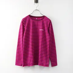 美品 モンベル mont-bell 1114373 ウイックロン ZEO ボーダー ロングスリーブTシャツ S/ピンク ボーダー カットソー ロゴ【2400014376685】
