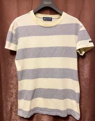 MADE IN FRANCE製 SAINT JAMES ボーダー柄 クルーネックTシャツ ベビーイエロー×グレー MLサイズ