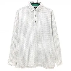 フットジョイ 長袖ポロシャツ 白×グリーン×黒 ドット柄 裏微起毛 メンズ XL ゴルフウェア FootJoy