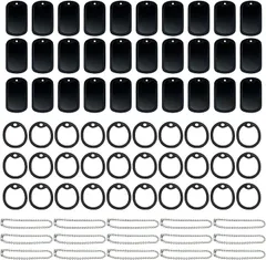 Famimueno ネームタグ アルミ チェーン DIY 刻印 迷子 首輪 ID サイレンサー 札 カバー 黒アルミタグ50個+12cmチェーン50本+タグカバー50個セット( 黒タグ、黒タグカバー、シルバーチェーン)