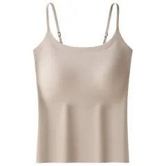 ブラトップ ブラキャミ カップ付きインナー キャミソール シームレス 楽ちん さらさら シンプル 大人かわいい なめらか素材 肩紐調節 パッド一体型 黒 白 rr-043