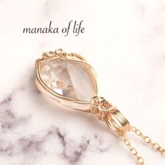 水晶 クリスタル ペンダントトップ フカネ巻き ワイヤーラッピング ネックレス 14kgf 天然石