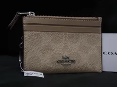 ■極美品■ COACH コーチ CW870 シグネチャー PVC キーリング付き フラグメントケース コインパース カードケース ベージュ系 DJ2905