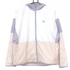 【美品】アディダス ジップパーカー 白×ピンク 切替 裏地微起毛 ジャケット  レディース L ゴルフウェア 2023年モデル adidas