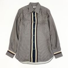 48e12 VALENTINO ヴァレンティノ 千鳥格子 シルクシャツ 長袖シャツ 総シルク イタリア製 40 ブラック グレー  シルク100％