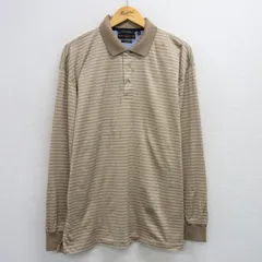 L/古着 トミーヒルフィガー 長袖 ブランド ポロ シャツ メンズ コットン ベージュ他 カーキ ボーダー 25jun30 中古 トップス