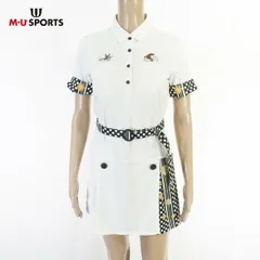 M•U SPORTS ゴルフウエア　ポロワンピース　42サイズ　総柄 M・U SPORTS M.U エムユースポーツ 半袖ポロワンピース ロゴ総柄